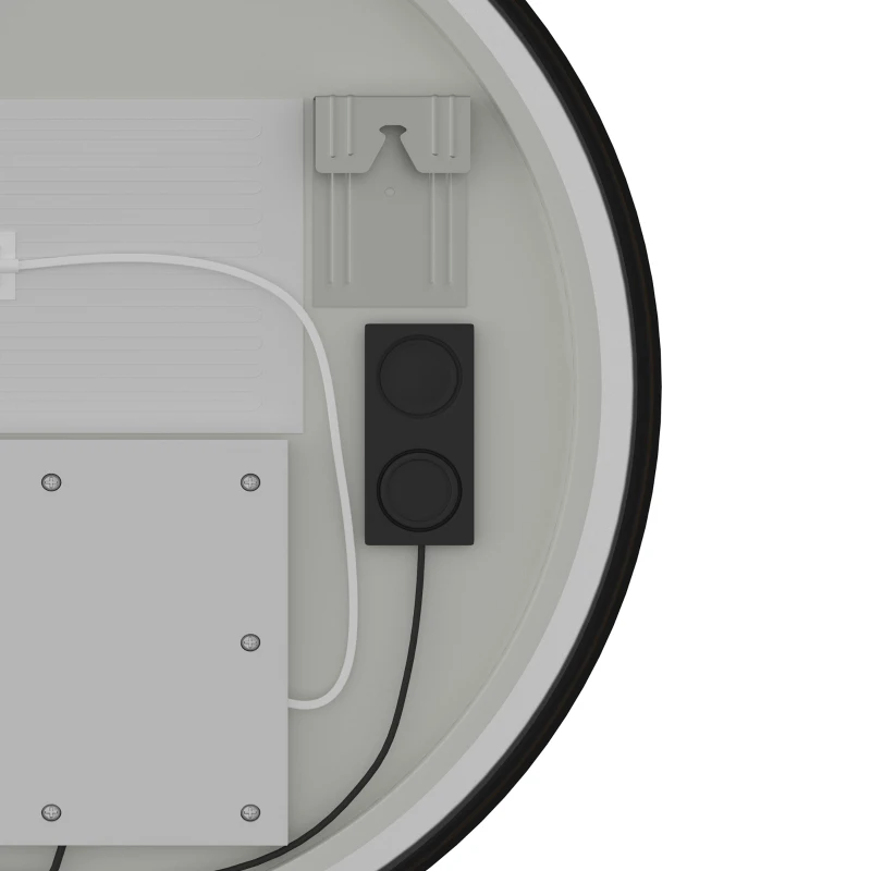 HOMCOM Bathroom Mirror with LED Lights, 60cm Round LED Bathroom Mirror with 3 Colours Dimmable, Bluetooth, Anti-Fog, Black