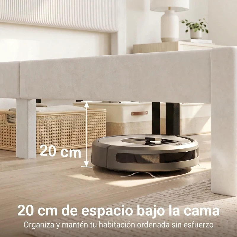 HOMCOM Cama Tapizada 140x200 cm con Cabecero Acolchado y Cajón Almacenaje Láminas de Madera Fácil Montaje Beige
