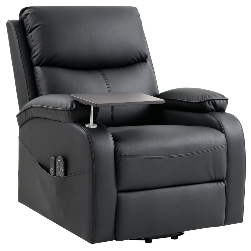 HOMCOM Riser Recliner Chair with Massage and Heat, Electric Lift Recliner Armchair for Elderly, with Side Table, Black