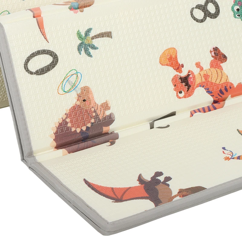 AIYAPLAY Opvouwbare dubbelzijdige baby speelmat met verkeers- en dinosaurusmotief, 200 x 180 cm, voor kinderen van 0-3 jaar