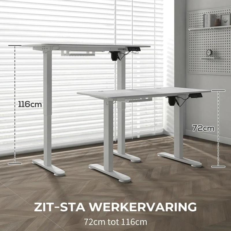 Vinsetto Sta-bureau, in hoogte verstelbaar, 120x60x72-116cm, Wit