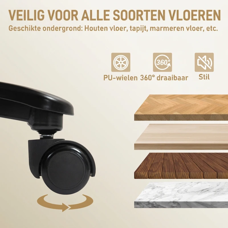 HOMCOM Ergonomische directiestoel tot 200 kg met linnenlook en hoge rugleuning