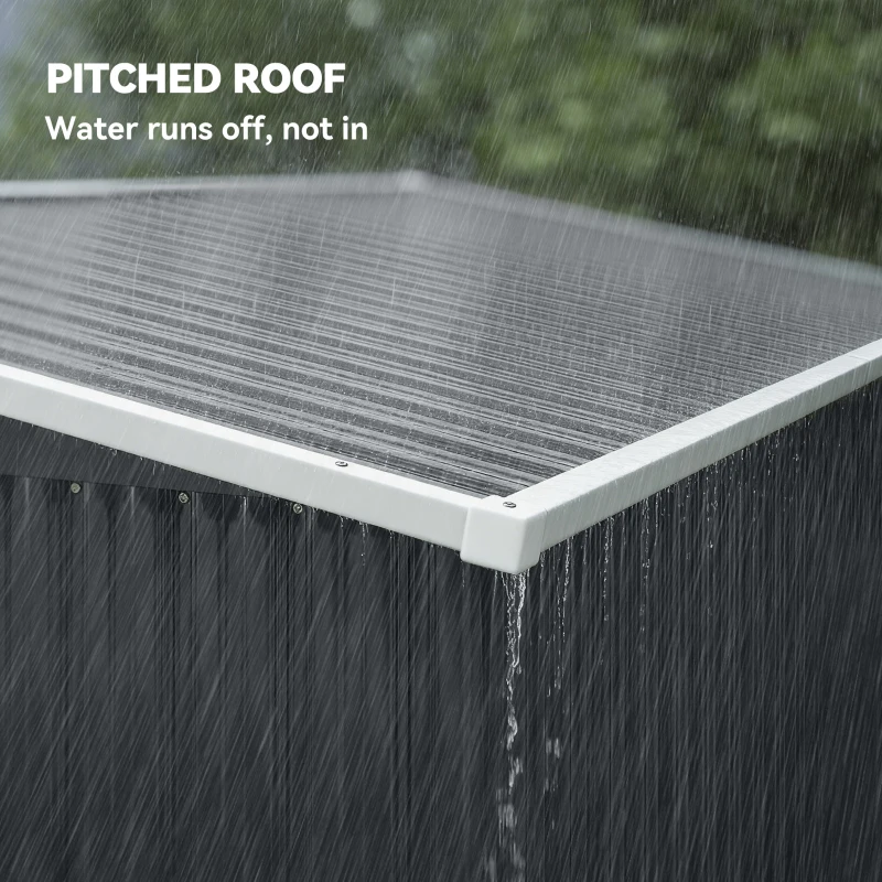Outsunny Metal Garden Shed Outdoor triple lockable doors sloped roof vents 234x132x185cm gray