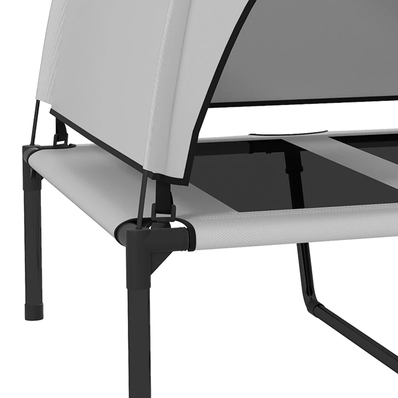 PawHut Cama para Perros con Cubierta de 3 Lados Removible, en Poliéster y Acero, 106x76x94 cm, Gris Claro y Negro