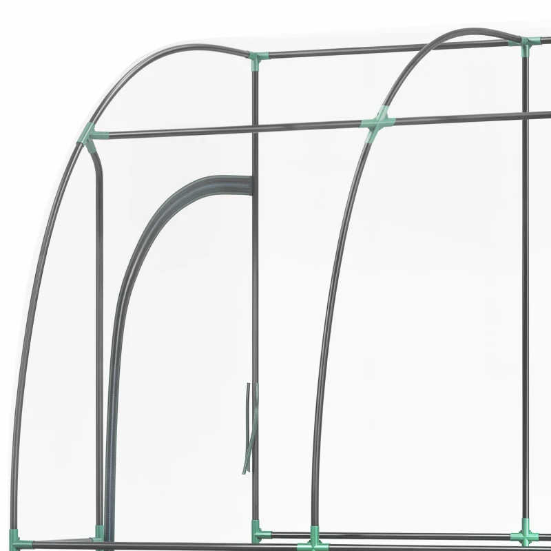 Outsunny Serre de Jardin adossée serre adossée 2 portes zippées enroulables acier PVC transparent