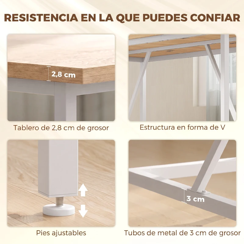 HOMCOM Mesa de Comedor Rectangular para 6 Personas Estilo Industrial con Estructura Metálica 180x80x76 cm Roble
