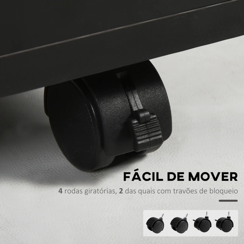 HOMCOM Bloco de Gavetas de Escritório com Armário e Gaveta Móvel Arquivador com Rodas Suporte para Impressora 40x35x60 cm Preto