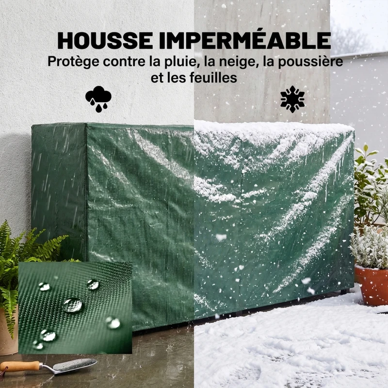 Outsunny Range buches extérieur, abri buches, avec housse en PE, base surélevée, pour extérieur, 200 x 36 x 99 cm, métal, noir