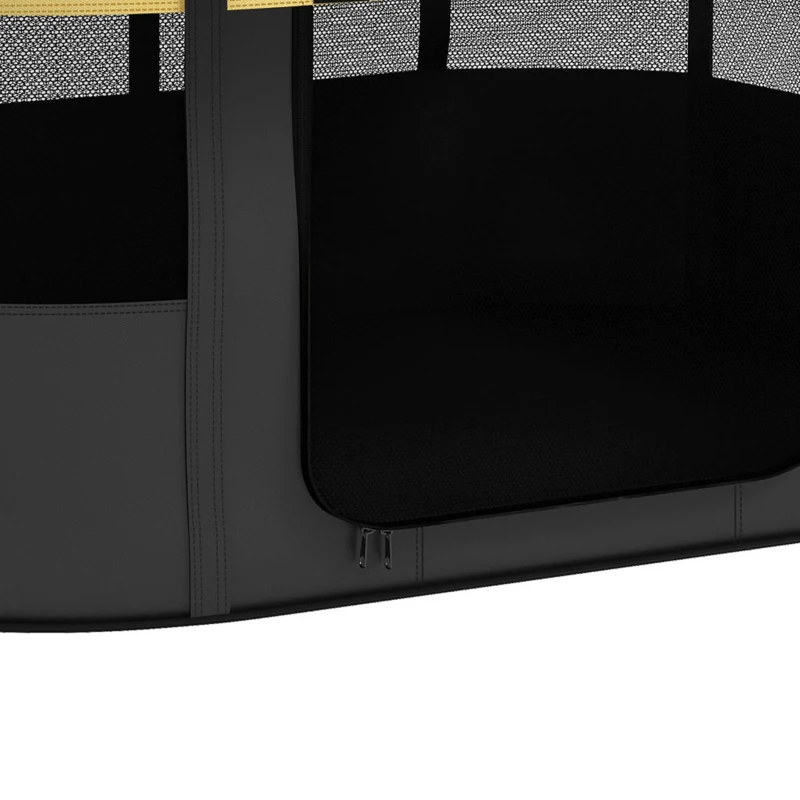 PawHut Parque plegable para mascotas parque para cachorros de tejido Oxford con ventanas y puertas bolsa de almacenamiento amarillo
