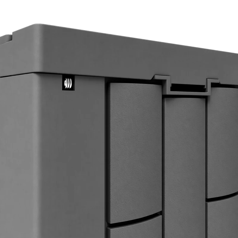 Outsunny Cofre de Almacenamiento Exterior 379 L Bloqueable con Pistón de Gas, Efecto Madera, 122,5x56x62cm, Gris