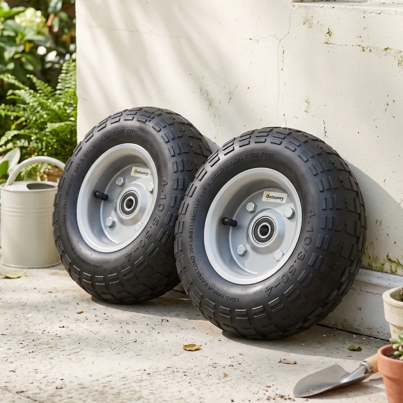 Outsunny Lot de 2 Pneus Pneumatiques de Remplacement Alésage de 16mm pour Chariot de Jardin, Brouette et diable