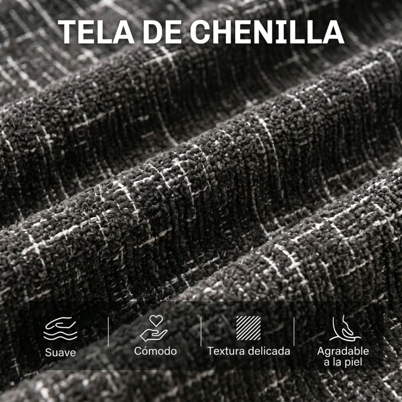HOMCOM Sillón con Reposapiés de Altura Ajustable Sillón Lectura Giratorio 360° de Chenilla Asiento Ancho Acolchado Grueso Gris