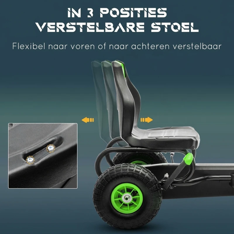 HOMCOM skelter, kindervoertuig met pedaal, pedaalauto, outdoor, groen+zwart(m-4)