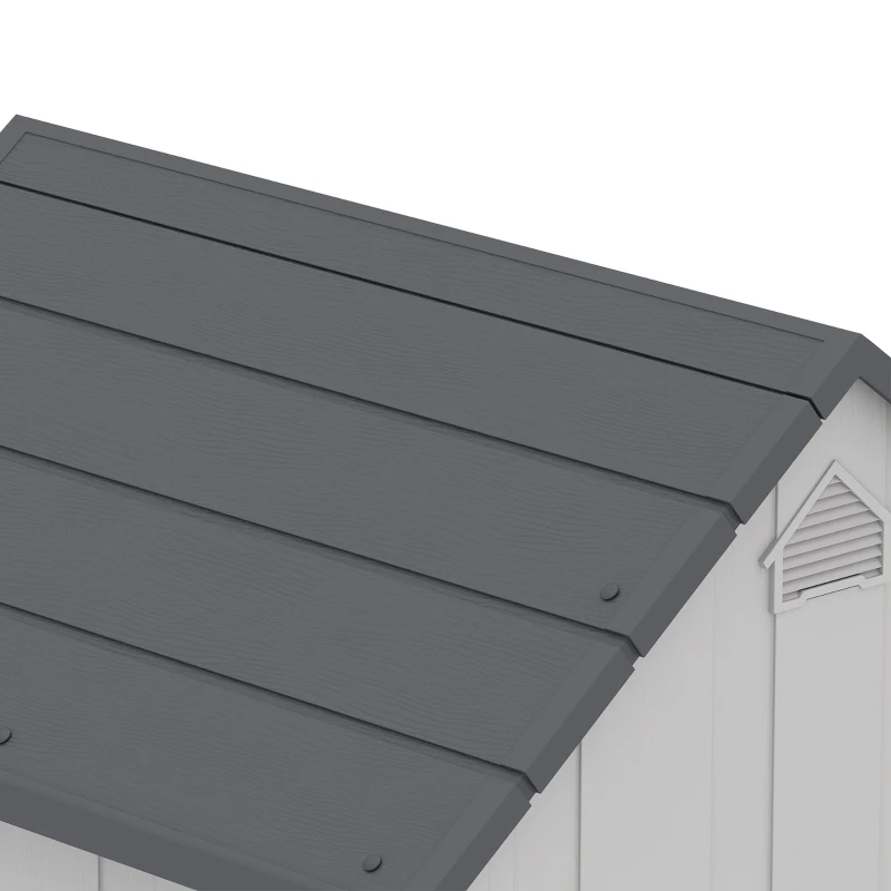PawHut Caseta para perro de exterior, caseta de polipropileno impermeable y ventilada, suelo elevado 66x55x65cm gris claro