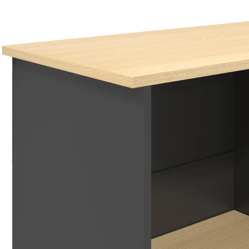 HOMCOM Mueble armario microondas para cocina con 1 nicho, 3 puertas pasacables 80 x 35 x 97 cm negro y aspecto madera