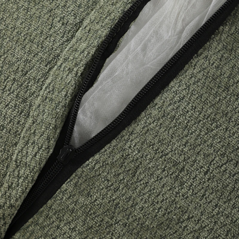 HOMCOM Sofá 3 plazas con puf reversible, sofá en L modular de chenilla 251 cm moderno, asiento amplio, verde