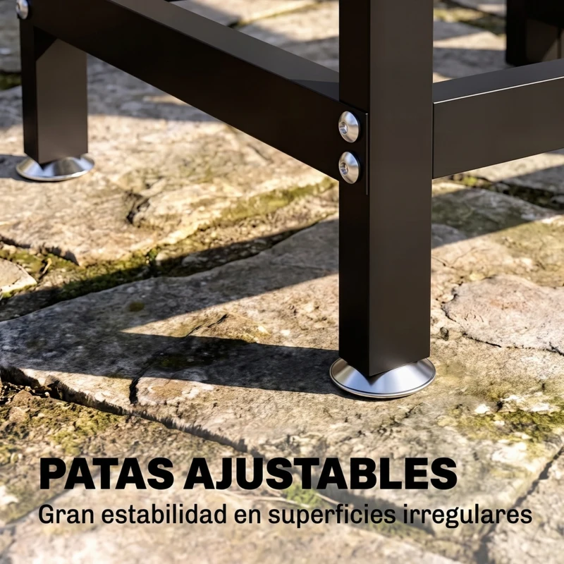 Outsunny Leñero Exterior Metálico de Chimenea Soporte para Leña con Cubierta Impermeable y Cadenas de Acero 235x31x116 cm Negro