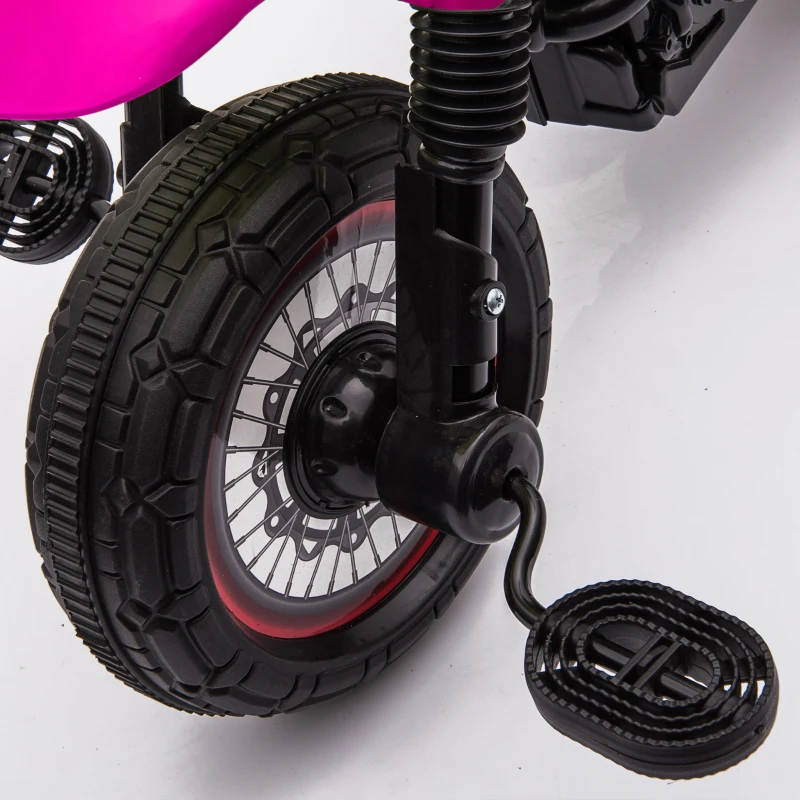 HOMCOM Triciclo Infantil Moto Cross Efectos Musicales y Luminosos Baúl de Almacenamiento Rosa