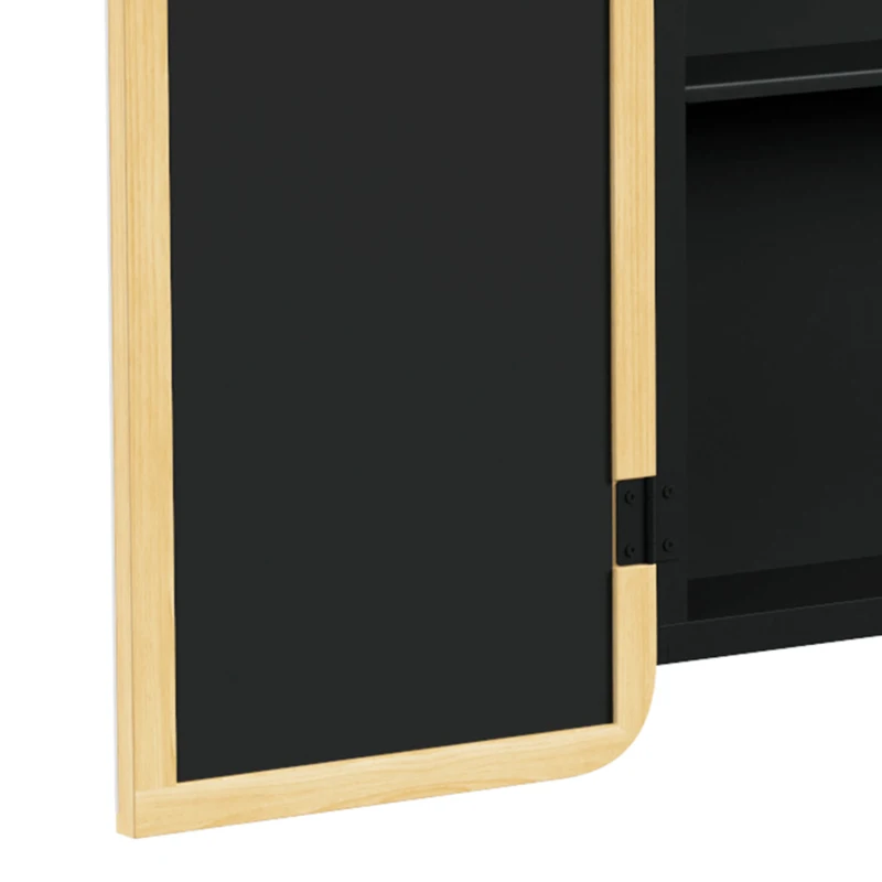 HOMCOM Bathroom Medicine Mirror Cabinet, Bathroom Wall Cabinet with Storage, Magnetic Doors and Adjustable Shelf, Natural