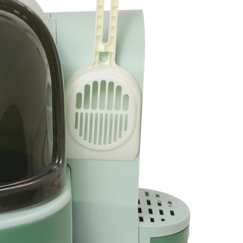 PawHut Maison de toilette, bac à litière fermé pour chat Compartiment Inférieur Amovible pour un Nettoyage Facile Pelle inclus