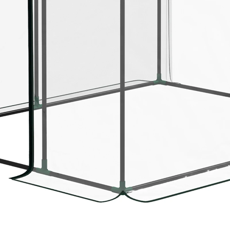 Outsunny Serre de Jardin adossée serre adossée 2 portes zippées enroulables acier PVC transparent