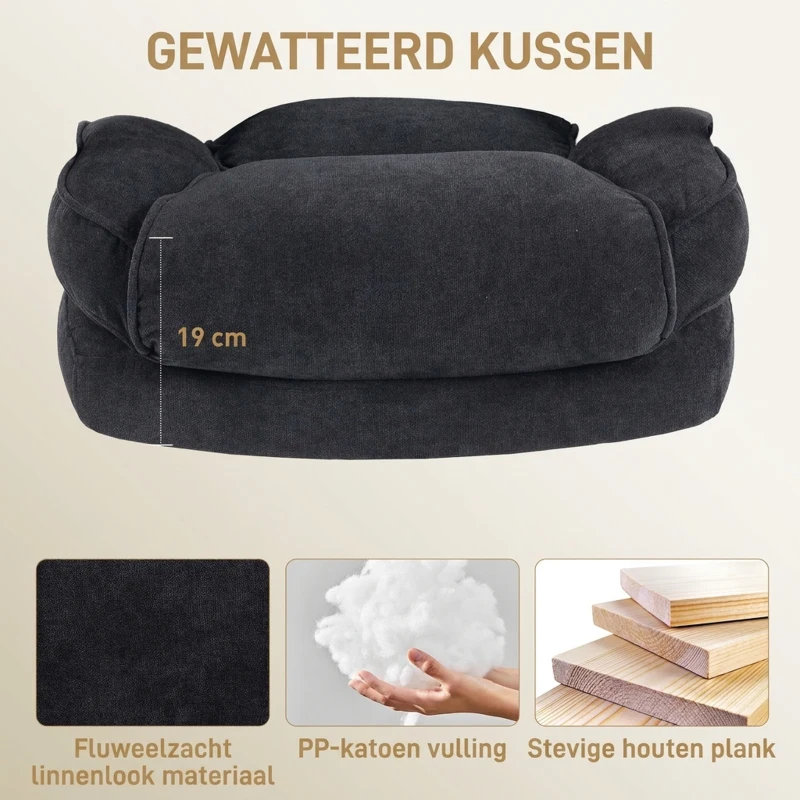 HOMCOM Ergonomische directiestoel tot 200 kg met linnenlook en hoge rugleuning