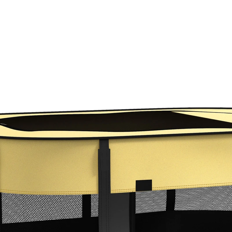PawHut Parque plegable para mascotas parque para cachorros de tejido Oxford con ventanas y puertas bolsa de almacenamiento amarillo
