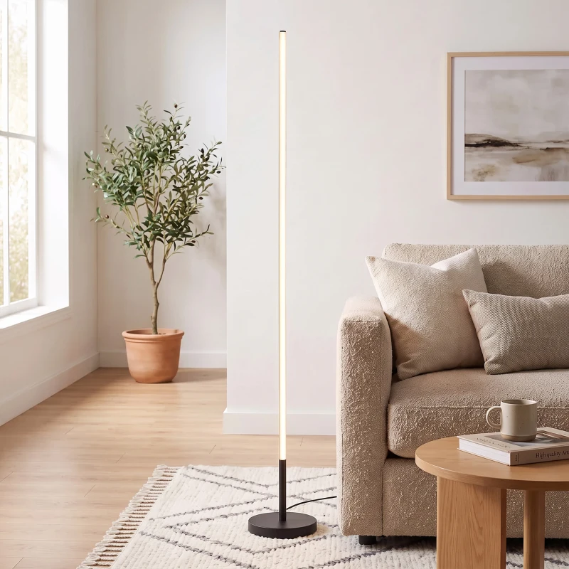 HOMCOM LED hoeklamp, moderne vloerlamp, 1450 lm, 3 helderheidsniveaus, voetschakelaar, 3000 K, woon-/slaapkamer, zwart