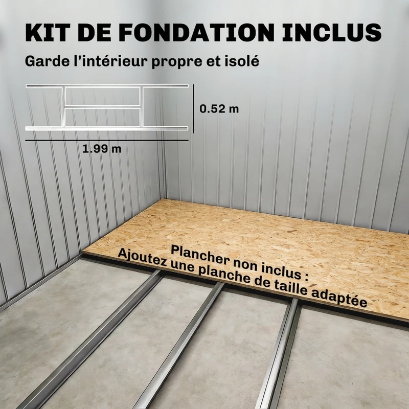 Outsunny Abri de Jardin 2,42 m² - Remise pour Outils avec Fondation - cabanon Porte verrouillable - tôle d'acier marron clair