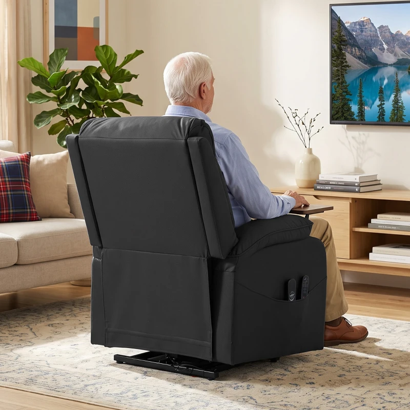 HOMCOM Riser Recliner Chair with Massage and Heat, Electric Lift Recliner Armchair for Elderly, with Side Table, Black