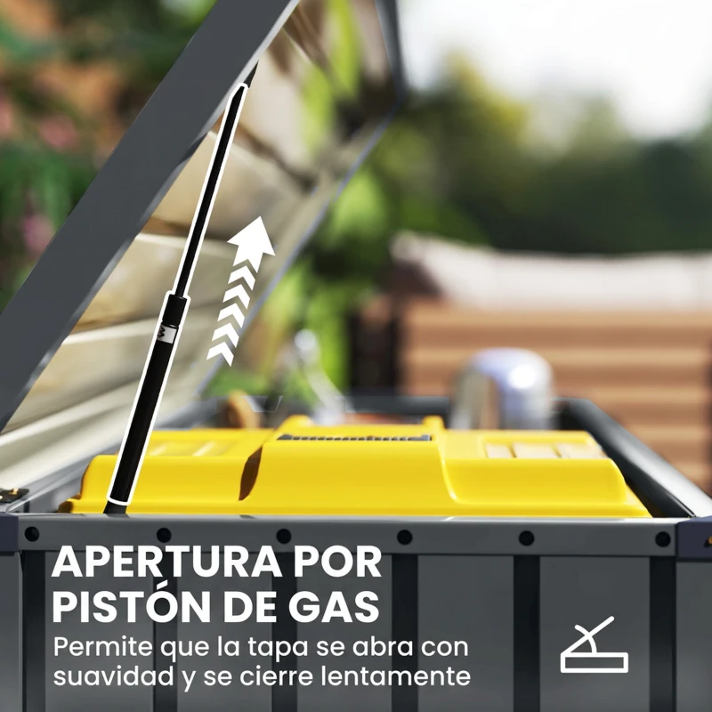 Outsunny Arcón Exterior 400L Baúl de Almacenaje Exterior de Acero Galvanizado Resistente a la Intemperie con Cerradura Gris