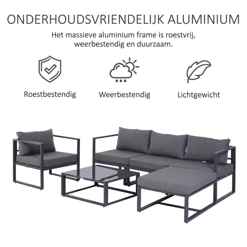 Outsunny 6-delig Tuinset tuinset tuinbankset