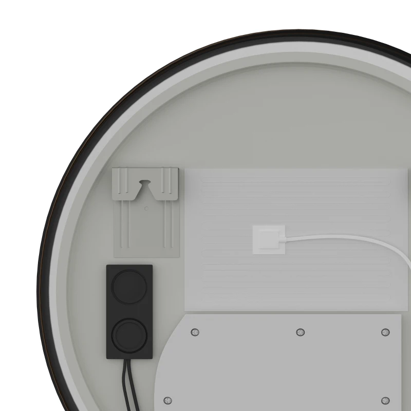 HOMCOM Bathroom Mirror with LED Lights, 60cm Round LED Bathroom Mirror with 3 Colours Dimmable, Bluetooth, Anti-Fog, Black