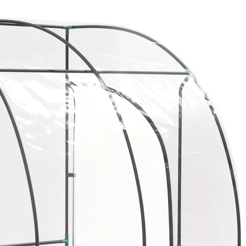 Outsunny Serre de Jardin adossée serre adossée 2 portes zippées enroulables acier PVC transparent