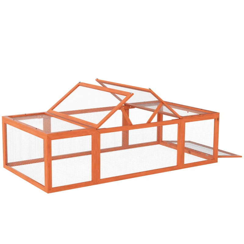 PawHut Clapier lapin extérieur cage cochon d'Inde toit ouvrable et portes verrouillables 180 x 90 x 48 cm jaune
