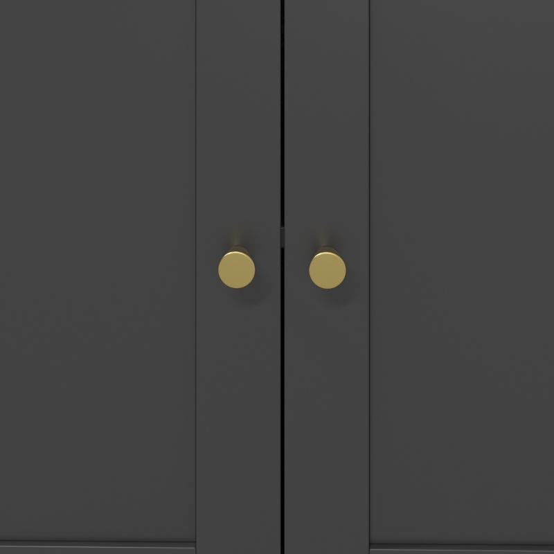 HOMCOM Mueble armario microondas para cocina con 1 nicho, 3 puertas pasacables 80 x 35 x 97 cm negro y aspecto madera