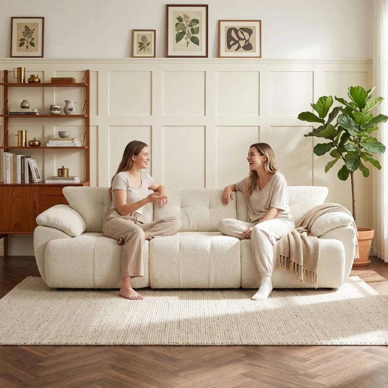 HOMCOM 3-Sitzer-Sofa, 260 cm, Chenille, rahmenloses Modulsofa mit extra breiter, tiefer Sitzfläche, breiten Armlehnen