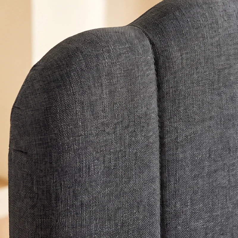 HOMCOM Cama Tapizada Doble 160x200 cm con Cabecero Acolchado Ajustable Láminas de Madera Fácil Montaje Gris Oscuro