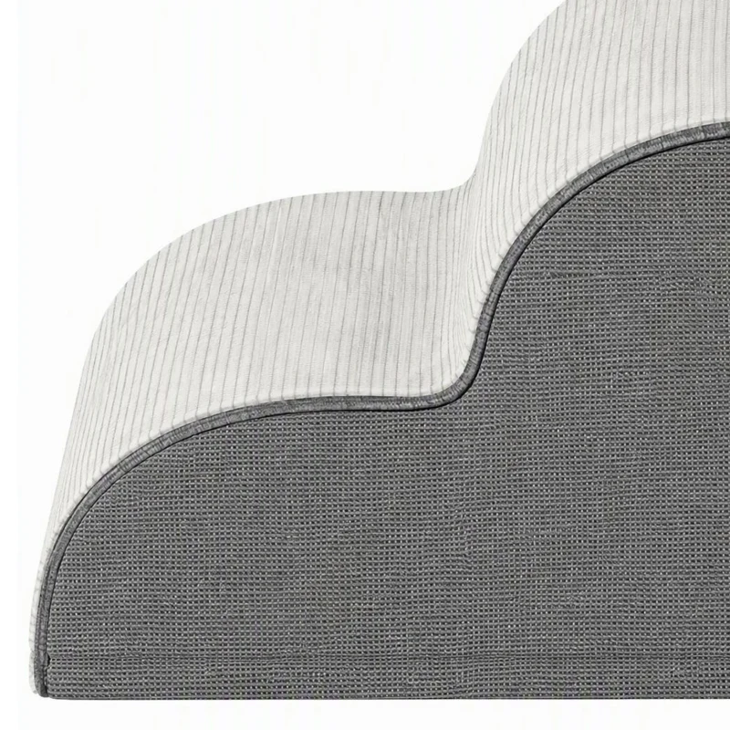 PawHut Dog Steps for Bed and Sofa, 3-Step Non-Slip Dog Stairs with Removable Washable Cover, Carry Handle, Light Grey