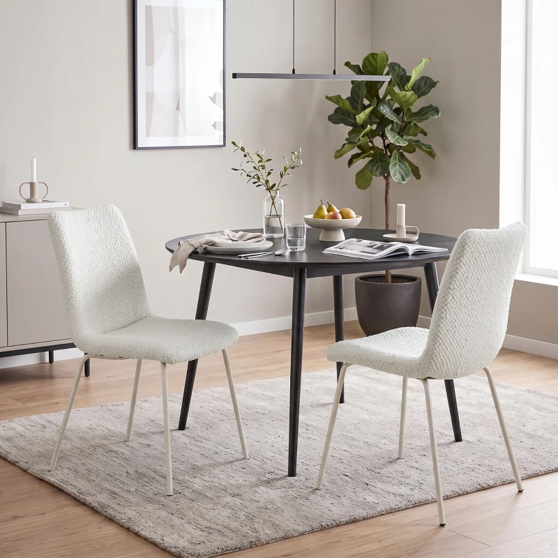 HOMCOM Pack de 2 Sillas de Comedor de Terciopelo con Asiento Respaldo Acolchado y Patas Metálicas Blanco