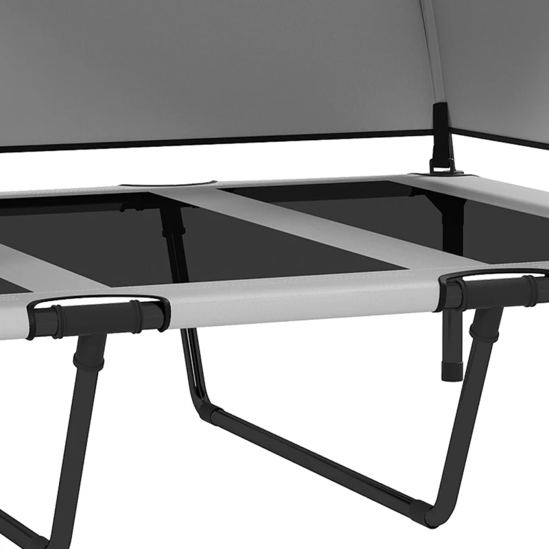 PawHut Cama para Perros con Cubierta de 3 Lados Removible, en Poliéster y Acero, 106x76x94 cm, Gris Claro y Negro