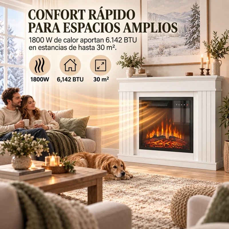 HOMCOM Chimenea Eléctrica Decorativa 1800W con Repisa Efecto Llama 5 Brillos Termostato Temporizador Mando para TV 38" Blanco