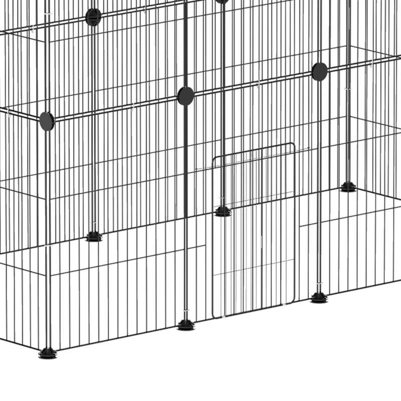 PawHut Kleindierenkooi, Buitenverblijf, Modulaire Constructie, 0,72 m² Oppervlak, Staal, Zwart(m-13)