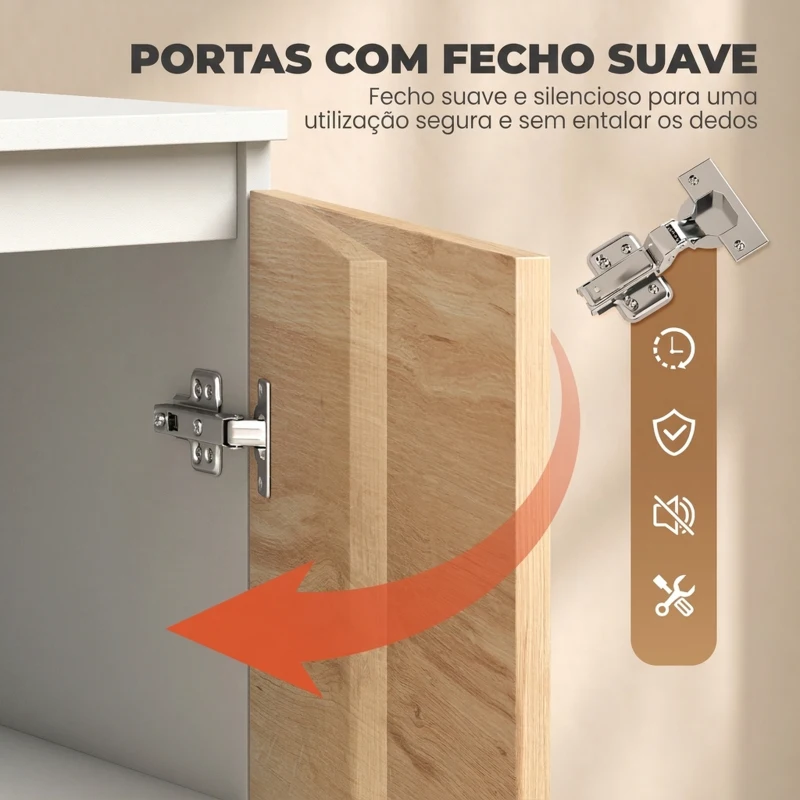 HOMCOM Aparador com 2 Portas e 3 Gavetas, Móvel de TV até 55 Polegadas, 120x35x74,5 cm, Branco e Carvalho