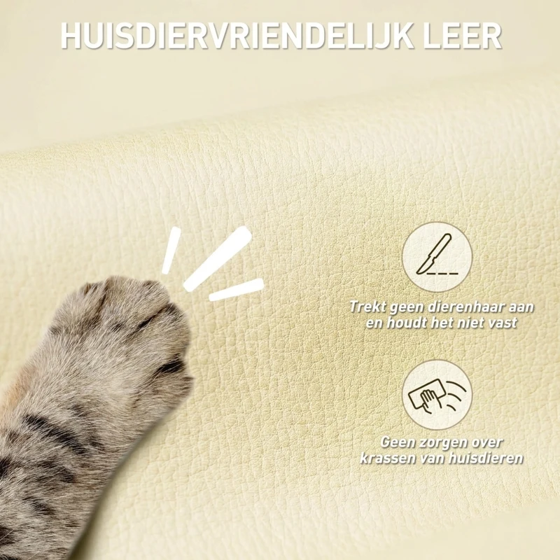 HOMCOM Ergonomische bureaustoel met voetensteun, kunstleren bekleding, verrijdbaar, draaibaar, metaal, Beige+Zwart