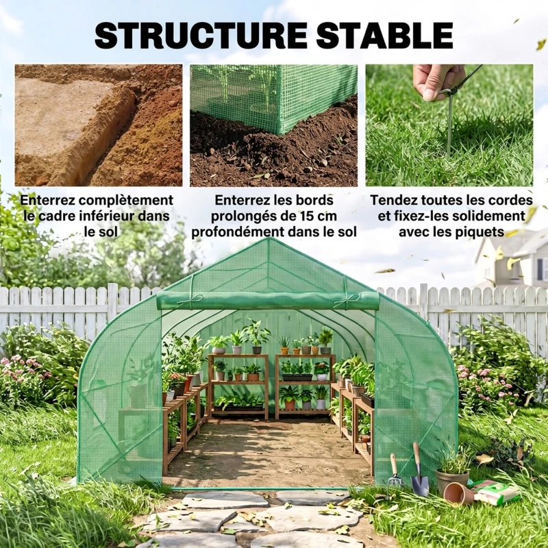 Outsunny Serre de jardin tunnel tente bâche 6x3x2m grande taille