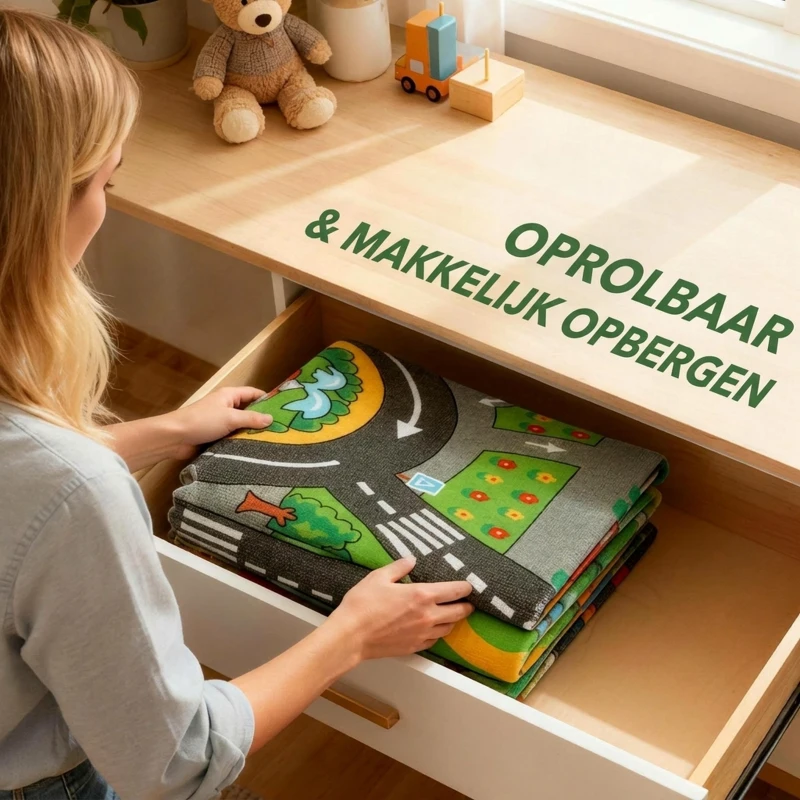 AIYAPLAY Kruipmat Baby, Speelmat 160x100x0,5cm, Kruipdeken met antislip onderzijde stadsmotief voor kinderkamer