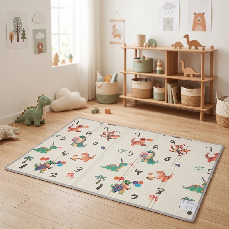 AIYAPLAY Opvouwbare dubbelzijdige baby speelmat met dierenprint, 200 x 150 cm, antislip en waterdicht, voor kinderen van 0-3 jaar