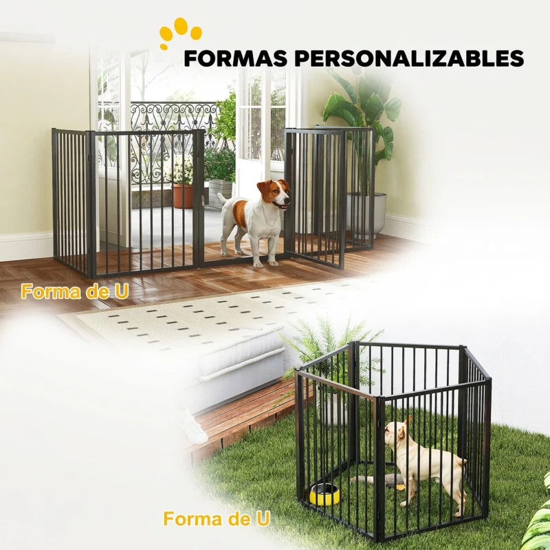 PawHut Parque para Perros de 5 Paneles 60x76 cm Corralito para Perros Pequeños y Medianos para Interior y Exterior Negro