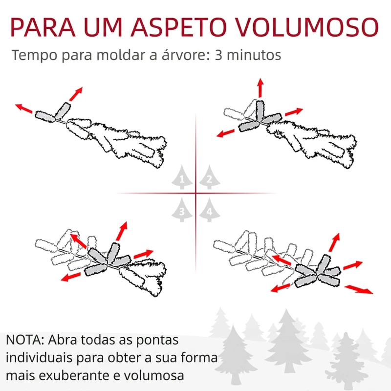 HOMCOM Árvore de Natal de Mesa 60 cm com 20 Luzes LED 141 Ramos 5 Pinhas 5 Cachos de Bagas Vermelhas e Suporte de Metal Verde